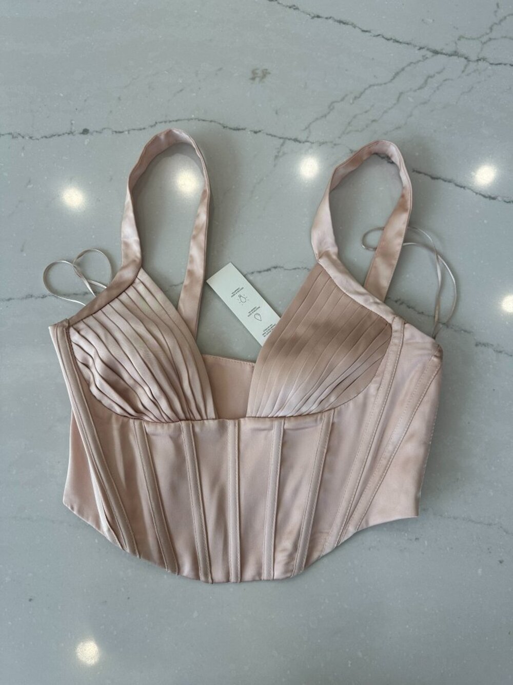 ZARA NWT Women's M Pink Satin Corset Top